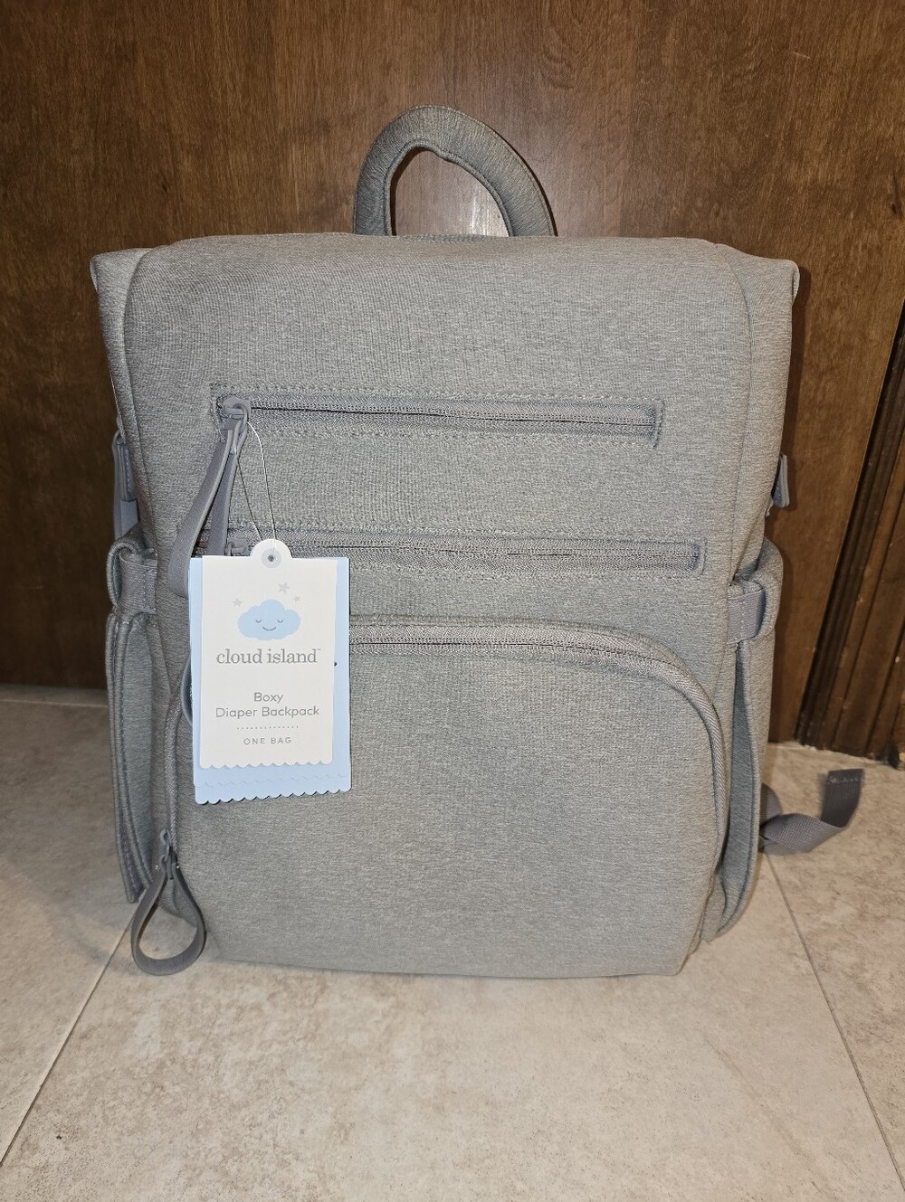 Brand New With Tags: Cloud Island Light Gray Boxy Diaper Backpack
